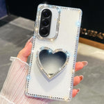Custodia per telefono con ciondolo a forma di cuore e specchio glitterato effetto diamante., For Samsung Galaxy A17 5G, For Samsung Galaxy A56 5G, For Samsung Galaxy A26 5G, For Samsung Galaxy A36 5G
