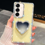 Custodia per telefono con ciondolo a forma di cuore e specchio glitterato effetto diamante., For Samsung Galaxy S25 5G, For Samsung Galaxy S25+ 5G, For Samsung Galaxy S25 Ultra 5G, For Samsung Galaxy A16 5G