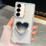 Custodia per telefono con ciondolo a forma di cuore e specchio glitterato effetto diamante., For Samsung Galaxy S25 5G, For Samsung Galaxy S25+ 5G, For Samsung Galaxy S25 Ultra 5G, For Samsung Galaxy A16 5G