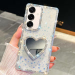 Custodia per telefono con ciondolo a forma di cuore e specchio glitterato effetto diamante., For Samsung Galaxy S25 5G, For Samsung Galaxy S25+ 5G, For Samsung Galaxy S25 Ultra 5G, For Samsung Galaxy A16 5G