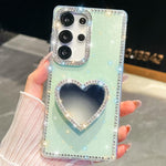Custodia per telefono con ciondolo a forma di cuore e specchio glitterato effetto diamante., For Samsung Galaxy S25 5G, For Samsung Galaxy S25+ 5G, For Samsung Galaxy S25 Ultra 5G, For Samsung Galaxy A16 5G