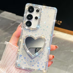 Custodia per telefono con ciondolo a forma di cuore e specchio glitterato effetto diamante., For Samsung Galaxy S25 5G, For Samsung Galaxy S25+ 5G, For Samsung Galaxy S25 Ultra 5G, For Samsung Galaxy A16 5G