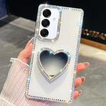 Custodia per telefono con ciondolo a forma di cuore e specchio glitterato effetto diamante., For Samsung Galaxy S25 5G, For Samsung Galaxy S25+ 5G, For Samsung Galaxy S25 Ultra 5G, For Samsung Galaxy A16 5G