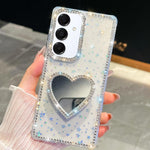 Custodia per telefono con ciondolo a forma di cuore e specchio glitterato effetto diamante., For Samsung Galaxy S25 5G, For Samsung Galaxy S25+ 5G, For Samsung Galaxy S25 Ultra 5G, For Samsung Galaxy A16 5G