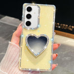 Custodia per telefono con ciondolo a forma di cuore e specchio glitterato effetto diamante., For Samsung Galaxy S24 FE 5G, For Samsung Galaxy A15 5G, For Samsung Galaxy A55 5G, For Samsung Galaxy A35 5G