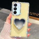 Custodia per telefono con ciondolo a forma di cuore e specchio glitterato effetto diamante., For Samsung Galaxy S24 FE 5G, For Samsung Galaxy A15 5G, For Samsung Galaxy A55 5G, For Samsung Galaxy A35 5G