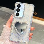 Custodia per telefono con ciondolo a forma di cuore e specchio glitterato effetto diamante., For Samsung Galaxy S24 FE 5G, For Samsung Galaxy A15 5G, For Samsung Galaxy A55 5G, For Samsung Galaxy A35 5G