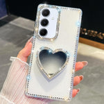 Custodia per telefono con ciondolo a forma di cuore e specchio glitterato effetto diamante., For Samsung Galaxy S24 FE 5G, For Samsung Galaxy A15 5G, For Samsung Galaxy A55 5G, For Samsung Galaxy A35 5G