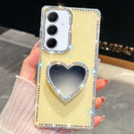 Custodia per telefono con ciondolo a forma di cuore e specchio glitterato effetto diamante., For Samsung Galaxy S24 FE 5G, For Samsung Galaxy A15 5G, For Samsung Galaxy A55 5G, For Samsung Galaxy A35 5G
