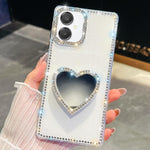 Custodia per telefono con ciondolo a forma di cuore e specchio glitterato effetto diamante., For Samsung Galaxy S26+ 5G, For Samsung Galaxy S26 Ultra 5G, For Samsung Galaxy S26 5G, For Samsung Galaxy A07 5G