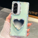 Custodia per telefono con ciondolo a forma di cuore e specchio glitterato effetto diamante., For Samsung Galaxy A17 5G, For Samsung Galaxy A56 5G, For Samsung Galaxy A26 5G, For Samsung Galaxy A36 5G