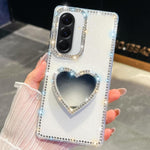 Custodia per telefono con ciondolo a forma di cuore e specchio glitterato effetto diamante., For Samsung Galaxy A17 5G, For Samsung Galaxy A56 5G, For Samsung Galaxy A26 5G, For Samsung Galaxy A36 5G