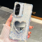 Custodia per telefono con ciondolo a forma di cuore e specchio glitterato effetto diamante., For Samsung Galaxy A17 5G, For Samsung Galaxy A56 5G, For Samsung Galaxy A26 5G, For Samsung Galaxy A36 5G