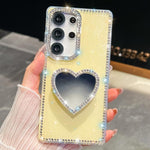 Custodia per telefono con ciondolo a forma di cuore e specchio glitterato effetto diamante., For Samsung Galaxy S26+ 5G, For Samsung Galaxy S26 Ultra 5G, For Samsung Galaxy S26 5G, For Samsung Galaxy A07 5G