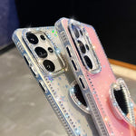 Custodia per telefono con ciondolo a forma di cuore e specchio glitterato effetto diamante., For Samsung Galaxy S26+ 5G, For Samsung Galaxy S26 Ultra 5G, For Samsung Galaxy S26 5G, For Samsung Galaxy A07 5G