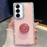 Custodia per telefono con supporto rotondo e glitter a forma di diamante, For Samsung Galaxy S25 5G, For Samsung Galaxy S25+ 5G, For Samsung Galaxy S25 Ultra 5G, For Samsung Galaxy A16 5G
