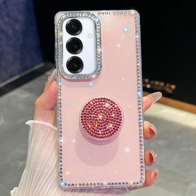 Custodia per telefono con supporto rotondo e glitter a forma di diamante, For Samsung Galaxy S25 5G, For Samsung Galaxy S25+ 5G, For Samsung Galaxy S25 Ultra 5G, For Samsung Galaxy A16 5G
