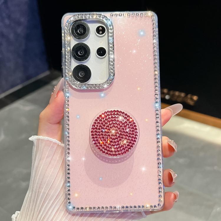 Custodia per telefono con supporto rotondo e glitter a forma di diamante, For Samsung Galaxy S25 5G, For Samsung Galaxy S25+ 5G, For Samsung Galaxy S25 Ultra 5G, For Samsung Galaxy A16 5G