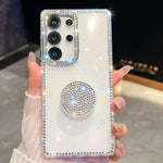 Custodia per telefono con supporto rotondo e glitter a forma di diamante, For Samsung Galaxy S25 5G, For Samsung Galaxy S25+ 5G, For Samsung Galaxy S25 Ultra 5G, For Samsung Galaxy A16 5G