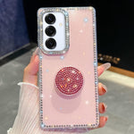 Custodia per telefono con supporto rotondo e glitter a forma di diamante, For Samsung Galaxy S25 5G, For Samsung Galaxy S25+ 5G, For Samsung Galaxy S25 Ultra 5G, For Samsung Galaxy A16 5G