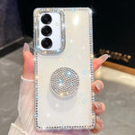 Custodia per telefono con supporto rotondo e glitter a forma di diamante, For Samsung Galaxy S25 5G, For Samsung Galaxy S25+ 5G, For Samsung Galaxy S25 Ultra 5G, For Samsung Galaxy A16 5G