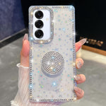 Custodia per telefono con supporto rotondo e glitter a forma di diamante, For Samsung Galaxy S25 5G, For Samsung Galaxy S25+ 5G, For Samsung Galaxy S25 Ultra 5G, For Samsung Galaxy A16 5G