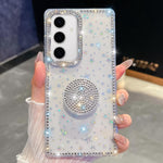 Custodia per telefono con supporto rotondo e glitter a forma di diamante, For Samsung Galaxy S24 FE 5G, For Samsung Galaxy A15 5G, For Samsung Galaxy A55 5G, For Samsung Galaxy A35 5G
