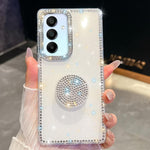 Custodia per telefono con supporto rotondo e glitter a forma di diamante, For Samsung Galaxy S24 FE 5G, For Samsung Galaxy A15 5G, For Samsung Galaxy A55 5G, For Samsung Galaxy A35 5G