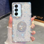 Custodia per telefono con supporto rotondo e glitter a forma di diamante, For Samsung Galaxy S24 FE 5G, For Samsung Galaxy A15 5G, For Samsung Galaxy A55 5G, For Samsung Galaxy A35 5G