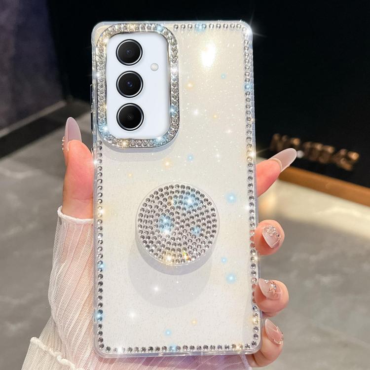 Custodia per telefono con supporto rotondo e glitter a forma di diamante, For Samsung Galaxy S24 FE 5G, For Samsung Galaxy A15 5G, For Samsung Galaxy A55 5G, For Samsung Galaxy A35 5G