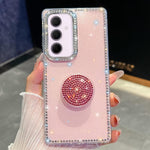 Custodia per telefono con supporto rotondo e glitter a forma di diamante, For Samsung Galaxy S24 FE 5G, For Samsung Galaxy A15 5G, For Samsung Galaxy A55 5G, For Samsung Galaxy A35 5G