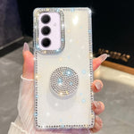 Custodia per telefono con supporto rotondo e glitter a forma di diamante, For Samsung Galaxy S24 FE 5G, For Samsung Galaxy A15 5G, For Samsung Galaxy A55 5G, For Samsung Galaxy A35 5G