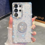 Custodia per telefono con supporto rotondo e glitter a forma di diamante, For Samsung Galaxy S24 Ultra 5G, For Samsung Galaxy S24+ 5G, For Samsung Galaxy S24 5G, For Samsung Galaxy S23 Ultra 5G
