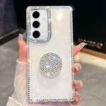 Custodia per telefono con supporto rotondo e glitter a forma di diamante, For Samsung Galaxy S24 Ultra 5G, For Samsung Galaxy S24+ 5G, For Samsung Galaxy S24 5G, For Samsung Galaxy S23 Ultra 5G