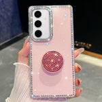 Custodia per telefono con supporto rotondo e glitter a forma di diamante, For Samsung Galaxy S24 Ultra 5G, For Samsung Galaxy S24+ 5G, For Samsung Galaxy S24 5G, For Samsung Galaxy S23 Ultra 5G