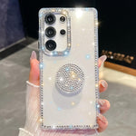 Custodia per telefono con supporto rotondo e glitter a forma di diamante, For Samsung Galaxy S24 Ultra 5G, For Samsung Galaxy S24+ 5G, For Samsung Galaxy S24 5G, For Samsung Galaxy S23 Ultra 5G