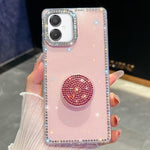 Custodia per telefono con supporto rotondo e glitter a forma di diamante, : For Samsung Galaxy S26+ 5G, For Samsung Galaxy S26 Ultra 5G, For Samsung Galaxy S26 5G, For Samsung Galaxy A07 5G