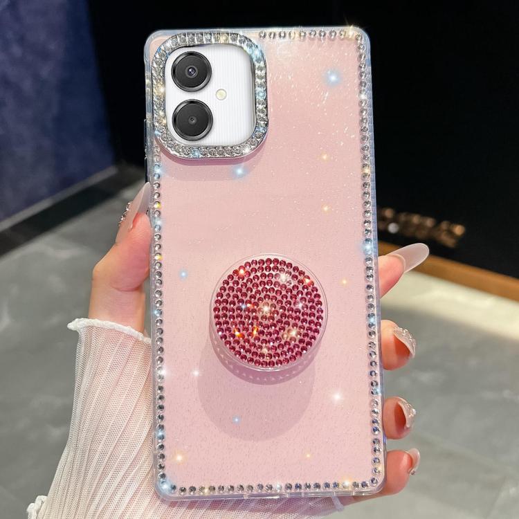 Custodia per telefono con supporto rotondo e glitter a forma di diamante, : For Samsung Galaxy S26+ 5G, For Samsung Galaxy S26 Ultra 5G, For Samsung Galaxy S26 5G, For Samsung Galaxy A07 5G