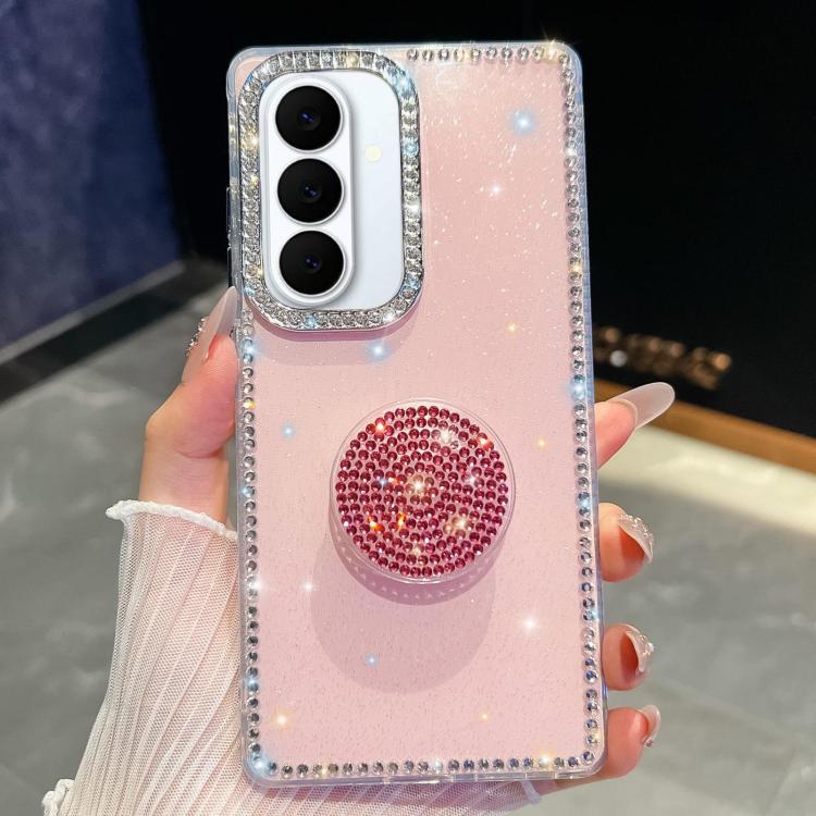 Custodia per telefono con supporto rotondo e glitter a forma di diamante, : For Samsung Galaxy S26+ 5G, For Samsung Galaxy S26 Ultra 5G, For Samsung Galaxy S26 5G, For Samsung Galaxy A07 5G