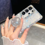 Custodia per telefono con supporto rotondo e glitter a forma di diamante, For Samsung Galaxy S24 FE 5G, For Samsung Galaxy A15 5G, For Samsung Galaxy A55 5G, For Samsung Galaxy A35 5G