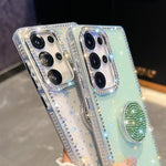 Custodia per telefono con supporto rotondo e glitter a forma di diamante, : For Samsung Galaxy S26+ 5G, For Samsung Galaxy S26 Ultra 5G, For Samsung Galaxy S26 5G, For Samsung Galaxy A07 5G