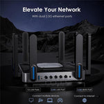 WAVLINK WN592AX6 2.5G Multi Gig Port Quad Core CPU AX6000 Dual Band WiFi 6 Router, US Plug, EU Plug, UK Plug, AU Plug