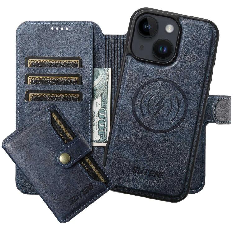 Custodia per telefono in pelle Suteni Q05S1 3 in 1 con portafoglio rimovibile e MagSafe., For iPhone 13 Pro Max, For iPhone 13 Pro, For iPhone 13, For iPhone 12, For iPhone 12 Pro Max, For iPhone 12 Pro