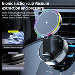 Supporto per telefono K3 con ventosa magnetica rotante e luce colorata per ricarica wireless in auto., K3