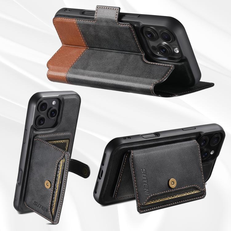 Custodia per telefono in pelle Suteni Q06S1 3 in 1 con portafoglio rimovibile e MagSafe., For iPhone 13 Pro Max, For iPhone 13 Pro, For iPhone 13, For iPhone 12, For iPhone 12 Pro Max, For iPhone 12 Pro
