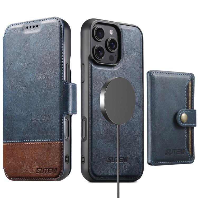 Custodia per telefono in pelle Suteni Q06S1 3 in 1 con portafoglio rimovibile e MagSafe., For iPhone 13 Pro Max, For iPhone 13 Pro, For iPhone 13, For iPhone 12, For iPhone 12 Pro Max, For iPhone 12 Pro