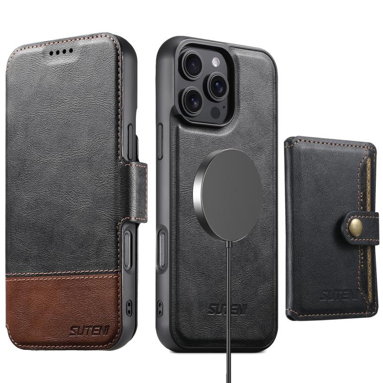 Custodia per telefono in pelle Suteni Q06S1 3 in 1 con portafoglio rimovibile e MagSafe., For iPhone 13 Pro Max, For iPhone 13 Pro, For iPhone 13, For iPhone 12, For iPhone 12 Pro Max, For iPhone 12 Pro