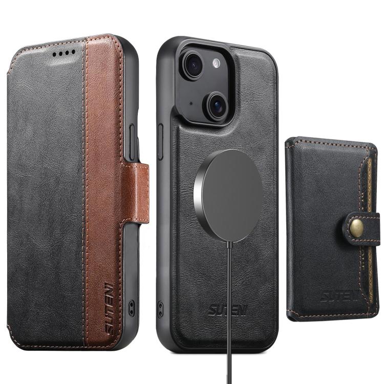 Custodia per telefono in pelle Suteni Q07S1 3 in 1 con portafoglio staccabile e sistema MagSafe., For iPhone 13 Pro Max, For iPhone 13 Pro, For iPhone 13, For iPhone 12, For iPhone 12 Pro Max, For iPhone 12 Pro