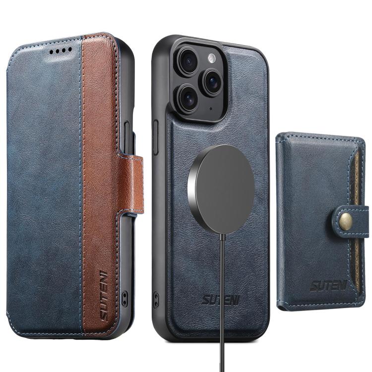 Custodia per telefono in pelle Suteni Q07S1 3 in 1 con portafoglio staccabile e sistema MagSafe., For iPhone 13 Pro Max, For iPhone 13 Pro, For iPhone 13, For iPhone 12, For iPhone 12 Pro Max, For iPhone 12 Pro