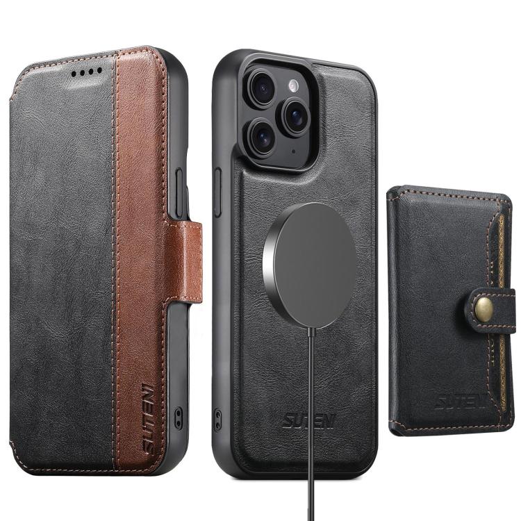 Custodia per telefono in pelle Suteni Q07S1 3 in 1 con portafoglio staccabile e sistema MagSafe., For iPhone 13 Pro Max, For iPhone 13 Pro, For iPhone 13, For iPhone 12, For iPhone 12 Pro Max, For iPhone 12 Pro